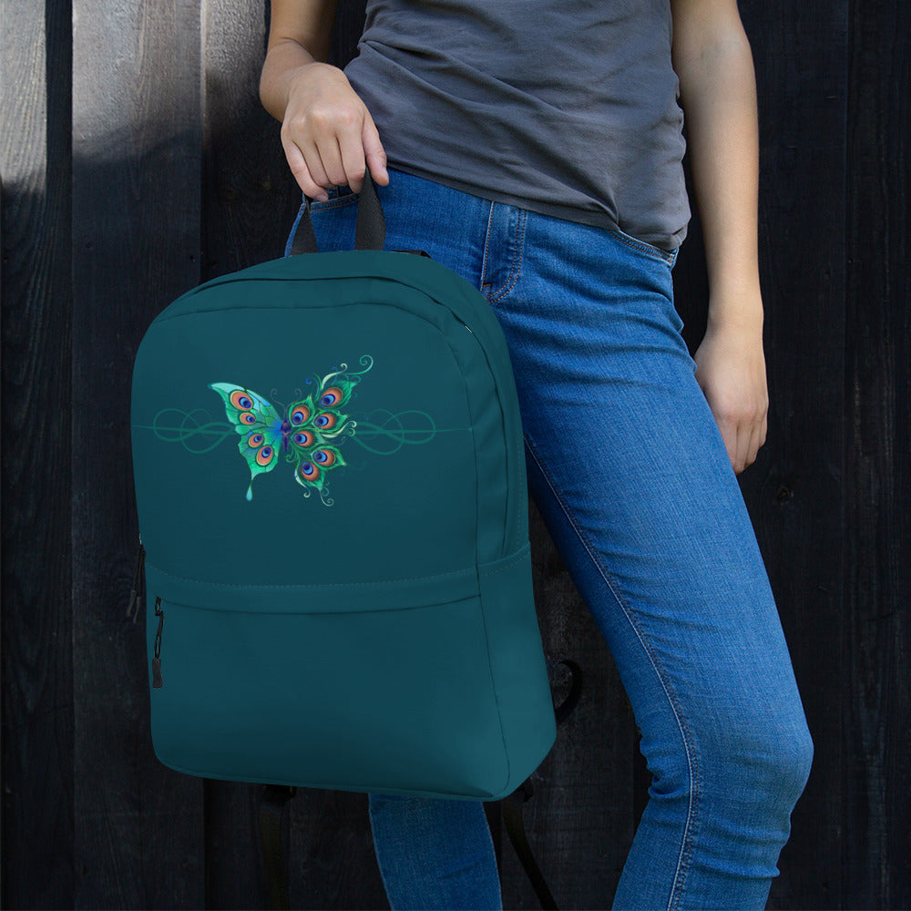 Peacock Butterfly Astronaut Blue Backpack