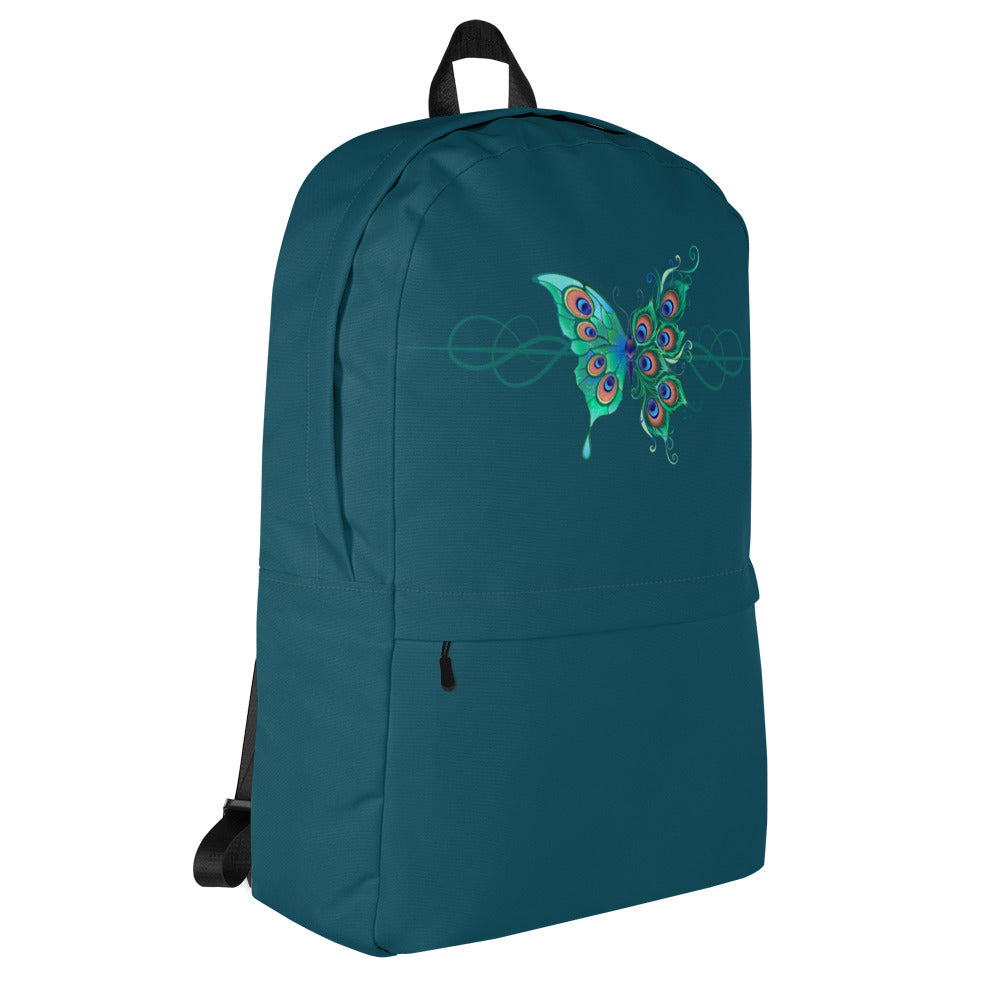 Peacock Butterfly Astronaut Blue Backpack