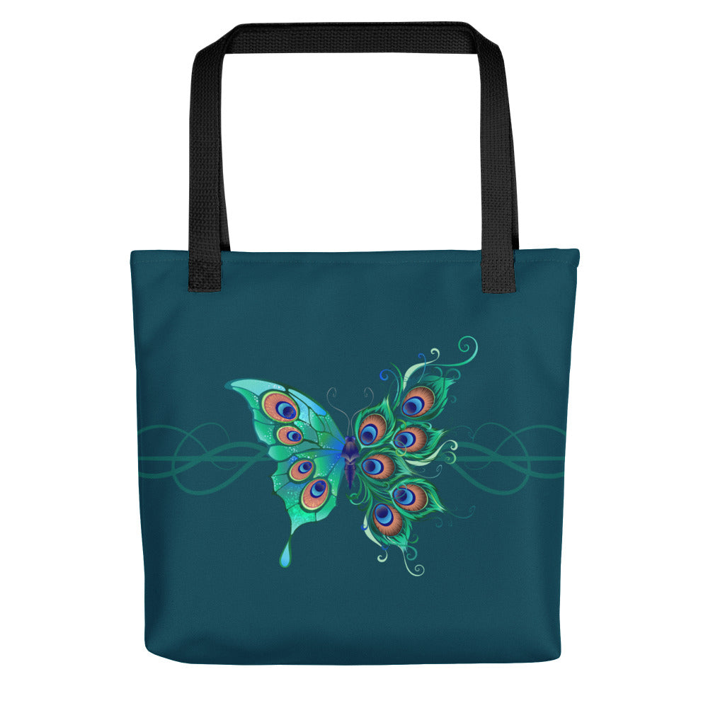 Peacock Butterfly Astronaut Blue Tote Bag