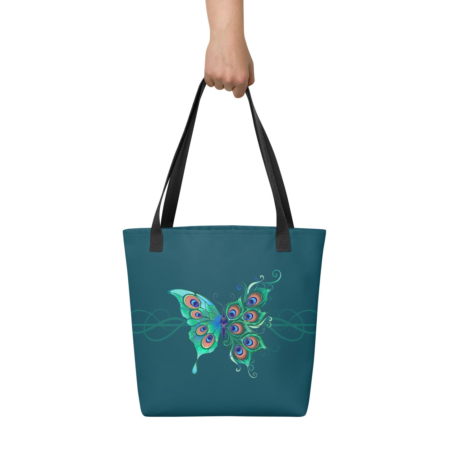 Peacock Butterfly Astronaut Blue Tote Bag