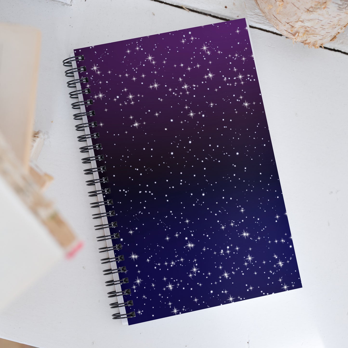 Purple Black Star Galaxy Soft Touch Notebook