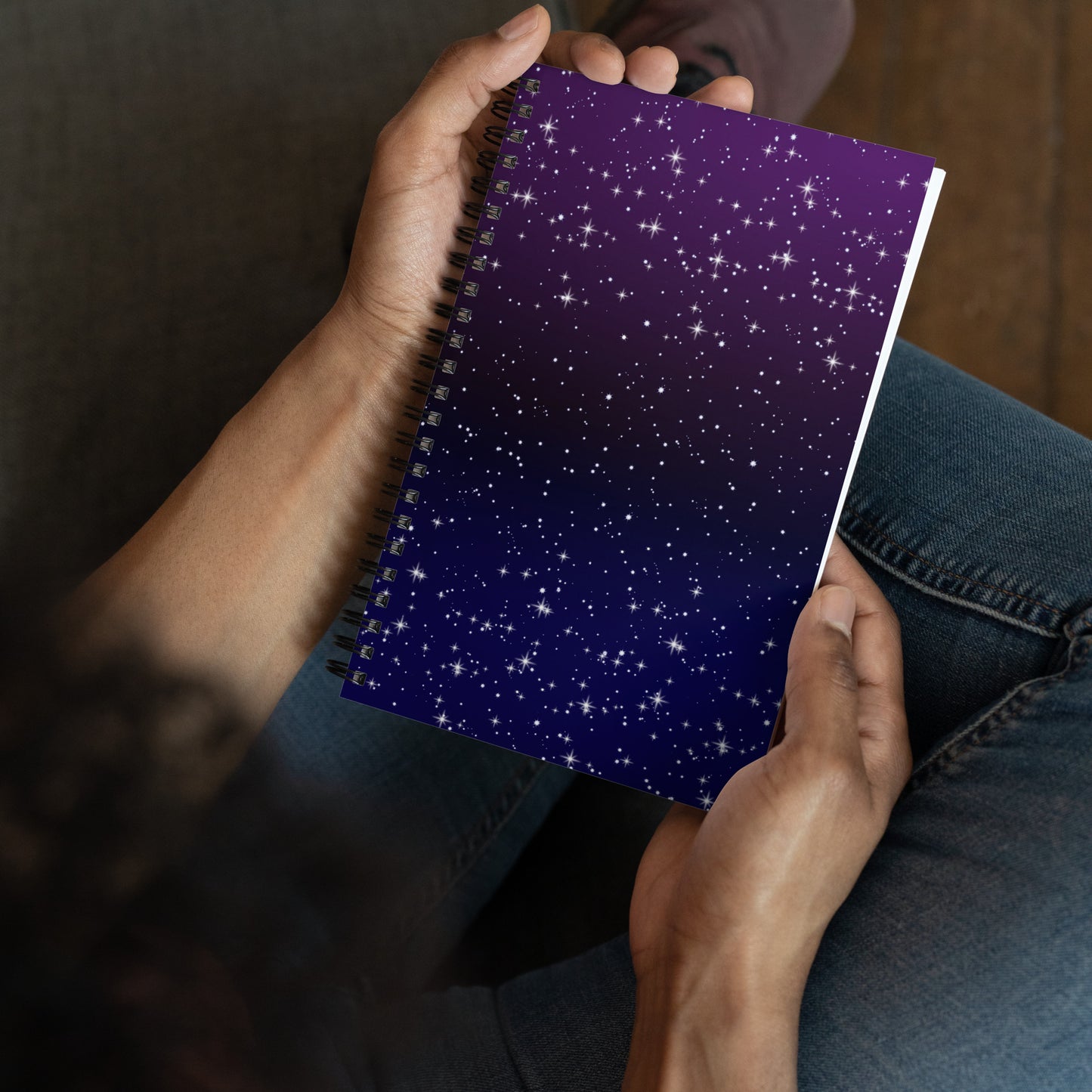 Purple Black Star Galaxy Soft Touch Notebook