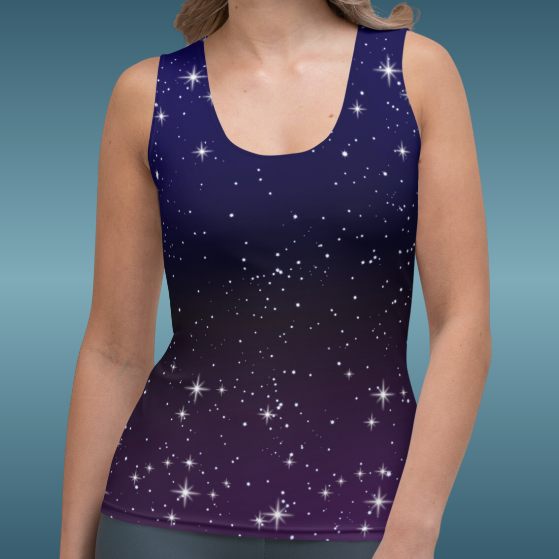 Purple Black Star Galaxy Tank Top