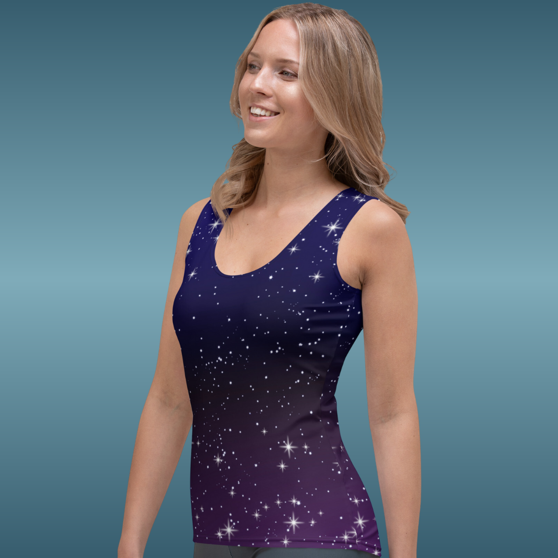 Purple Black Star Galaxy Tank Top