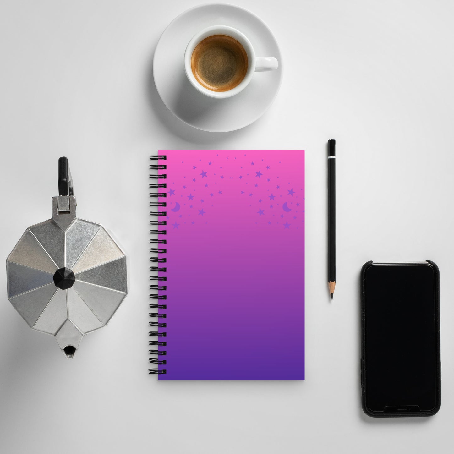 Purple Pink Gradient Star Soft Touch Notebook