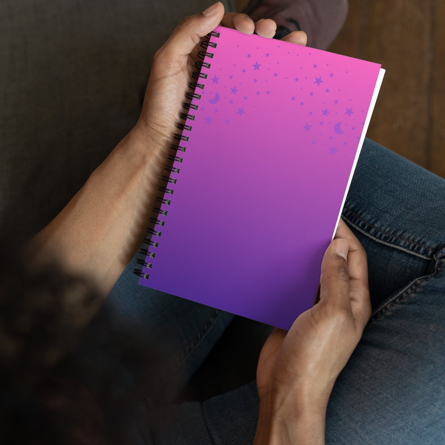 Purple Pink Gradient Star Soft Touch Notebook