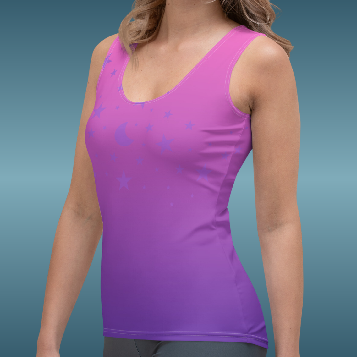 Purple Pink Gradient Star Tank Top