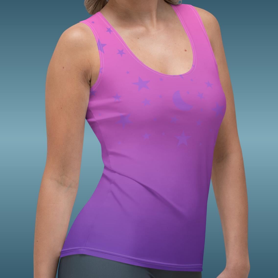 Purple Pink Gradient Star Tank Top