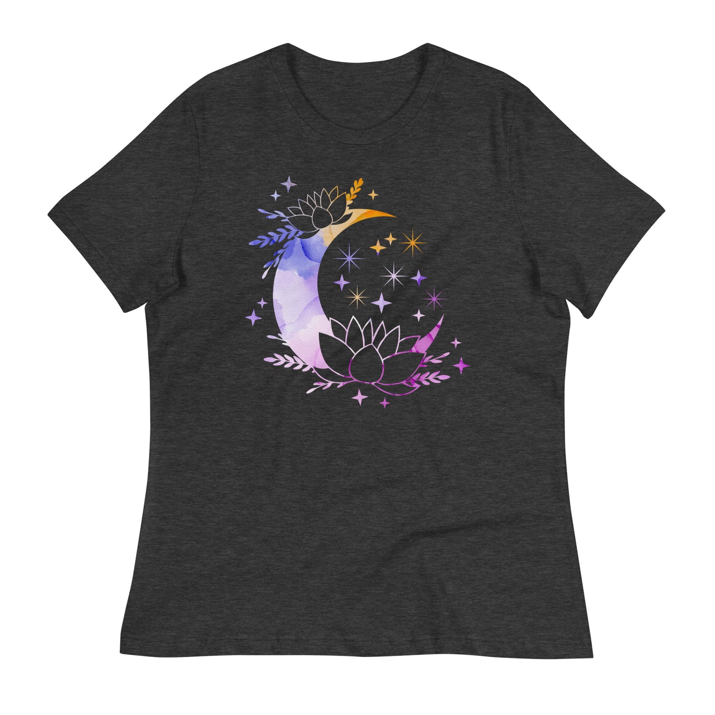 Pastel moon star womens-relaxed-t-shirt-dark-grey-heather-front-flat