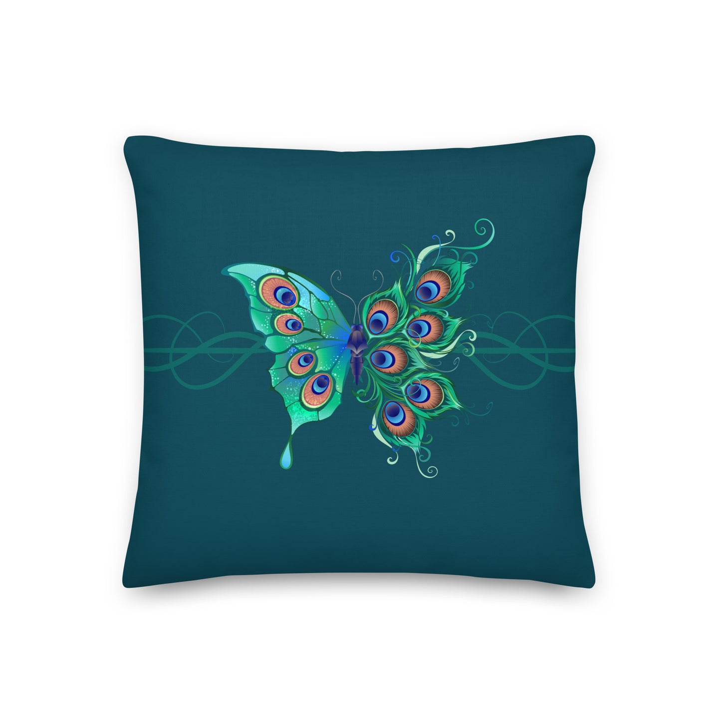 Peacock Butterfly Astronaut Blue Premium Throw Pillow