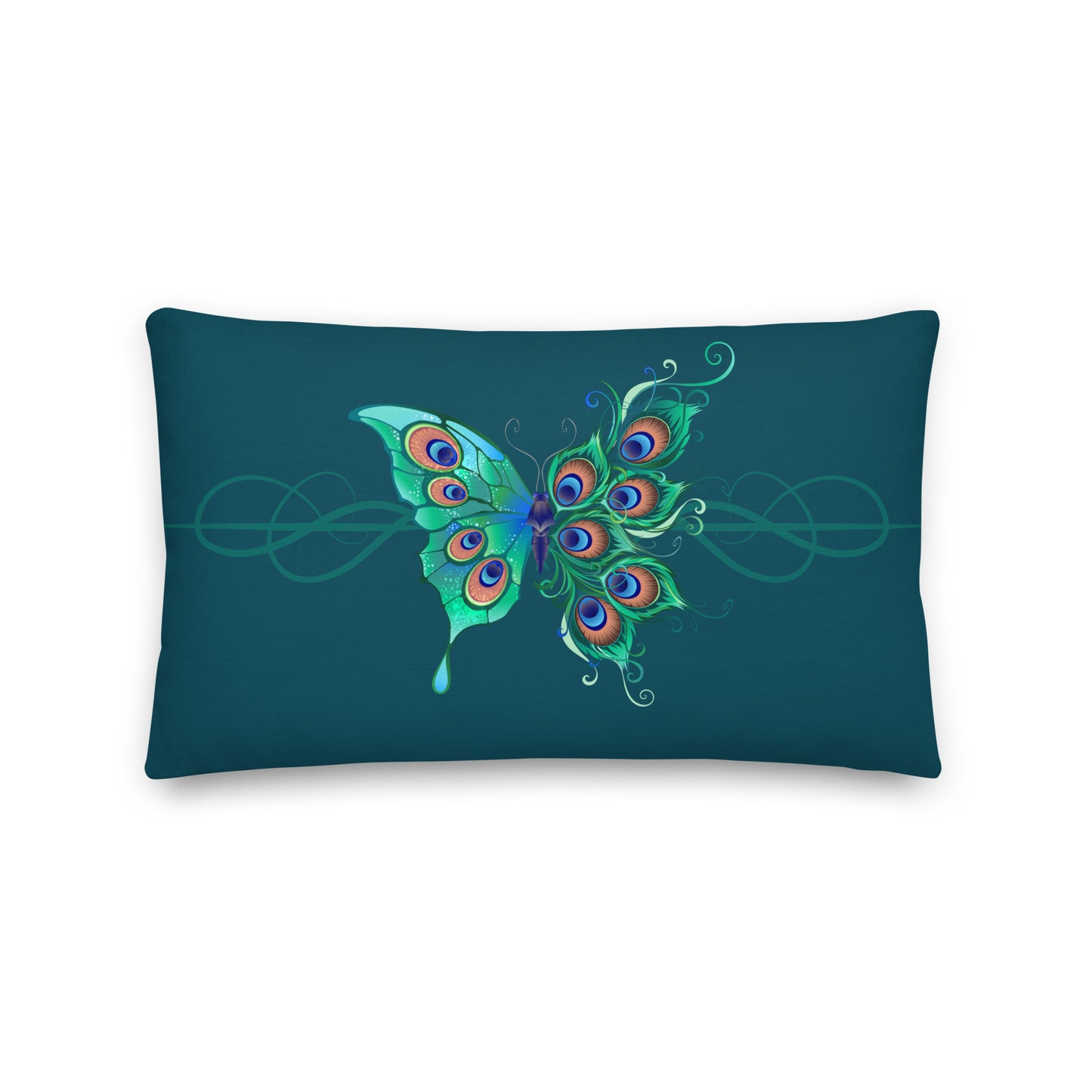 Peacock Butterfly Astronaut Blue Premium Throw Pillow