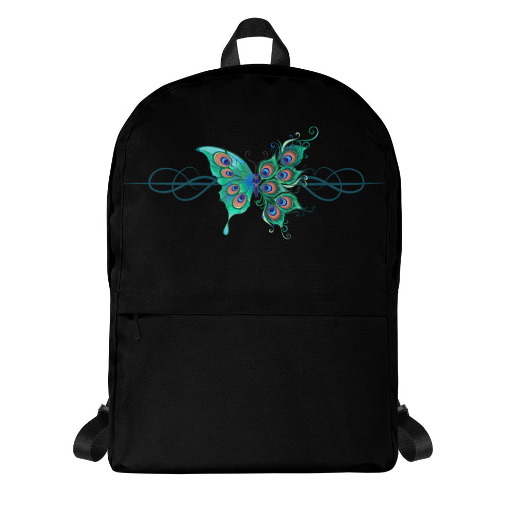 Peacock Butterfly Black Backpack