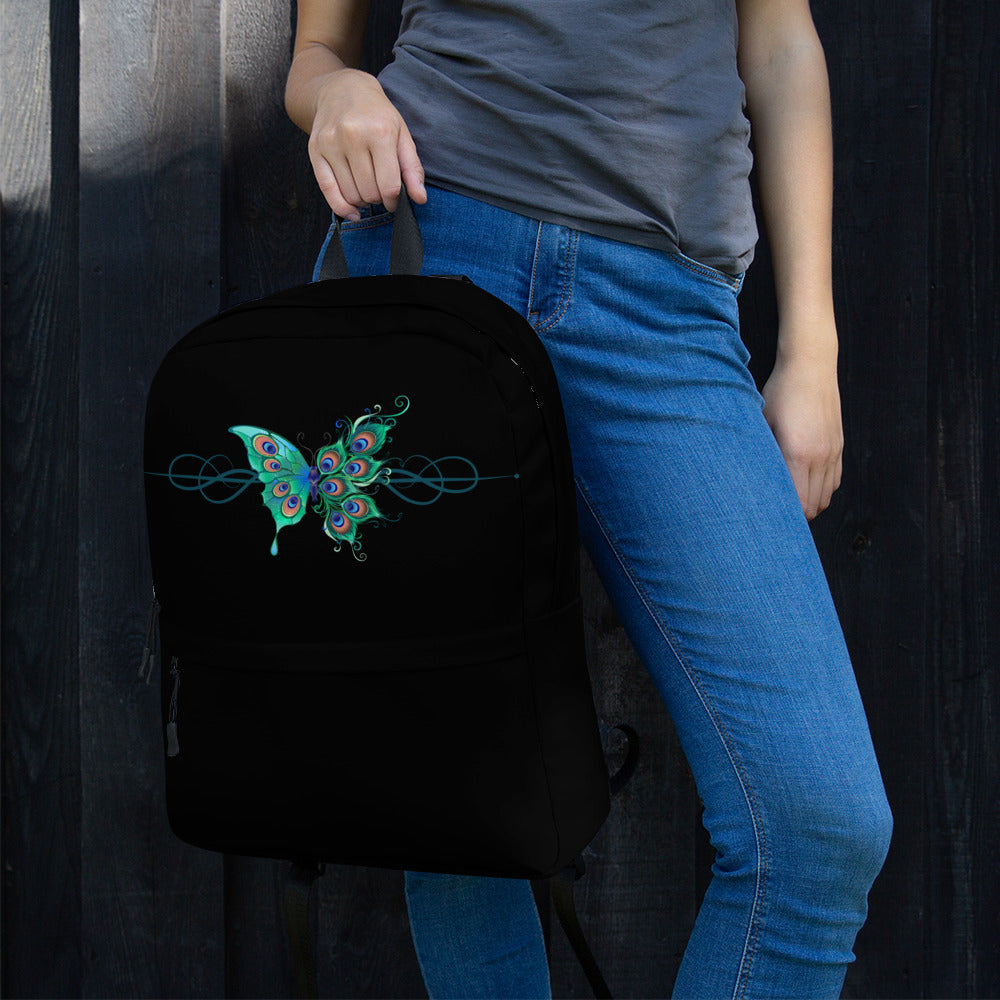 Peacock Butterfly Black Backpack