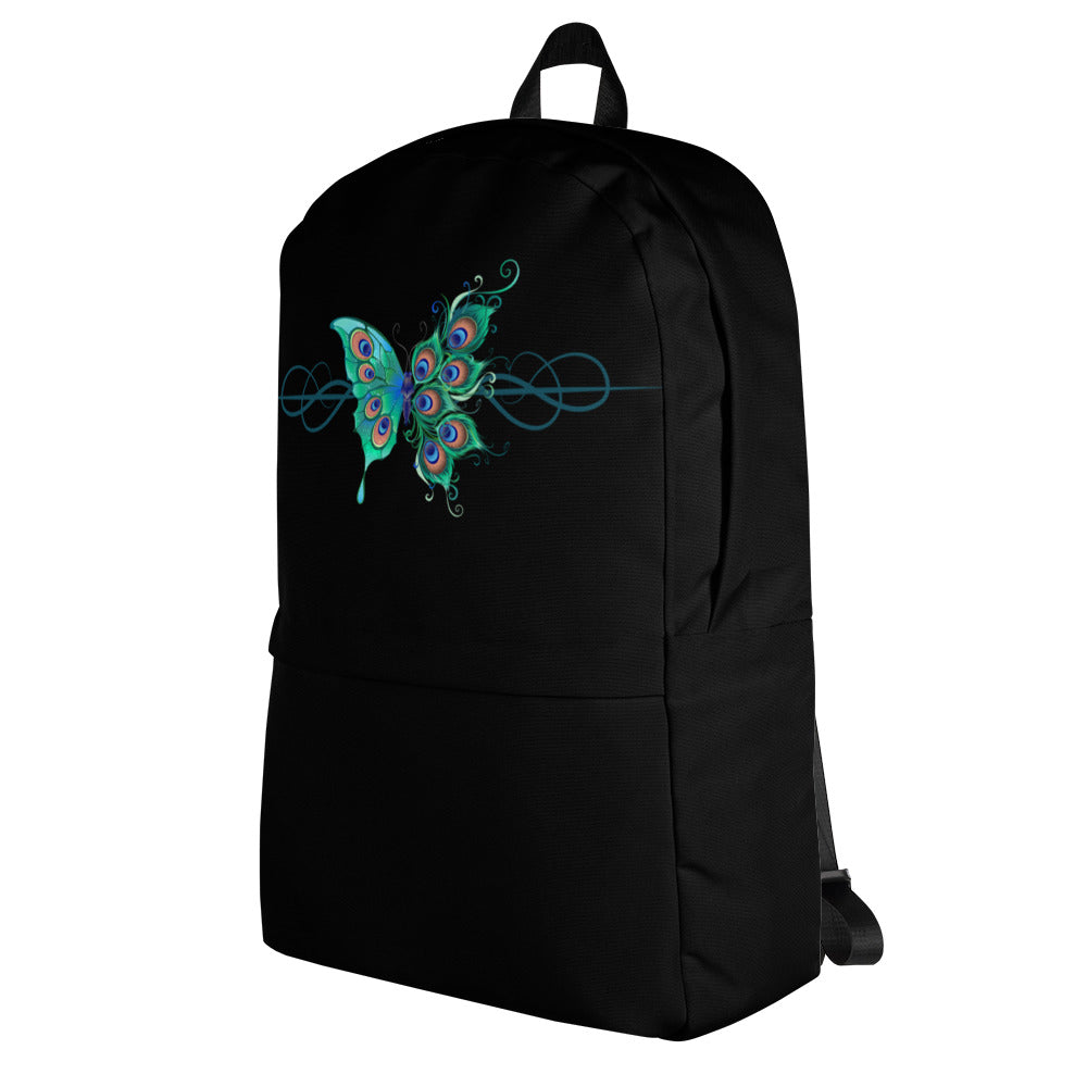 Peacock Butterfly Black Backpack