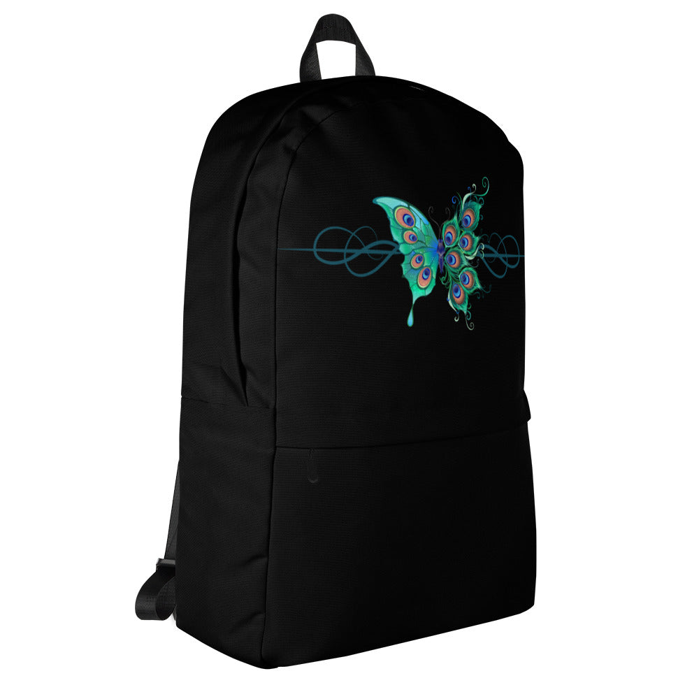 Peacock Butterfly Black Backpack