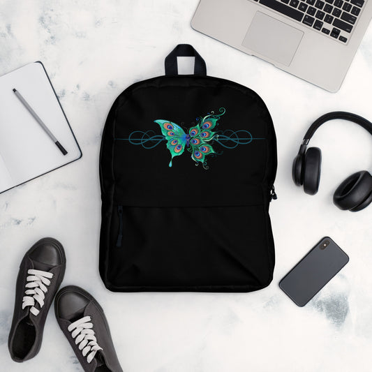 Peacock Butterfly Black Backpack