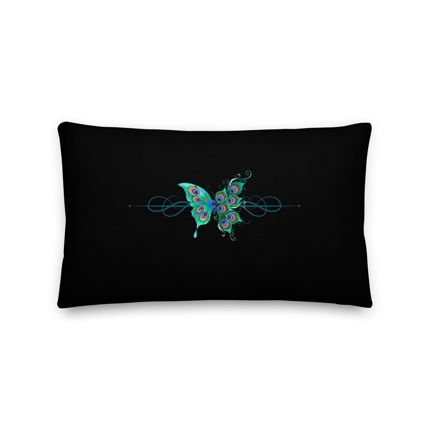 Peacock Butterfly Black Premium Throw Pillow