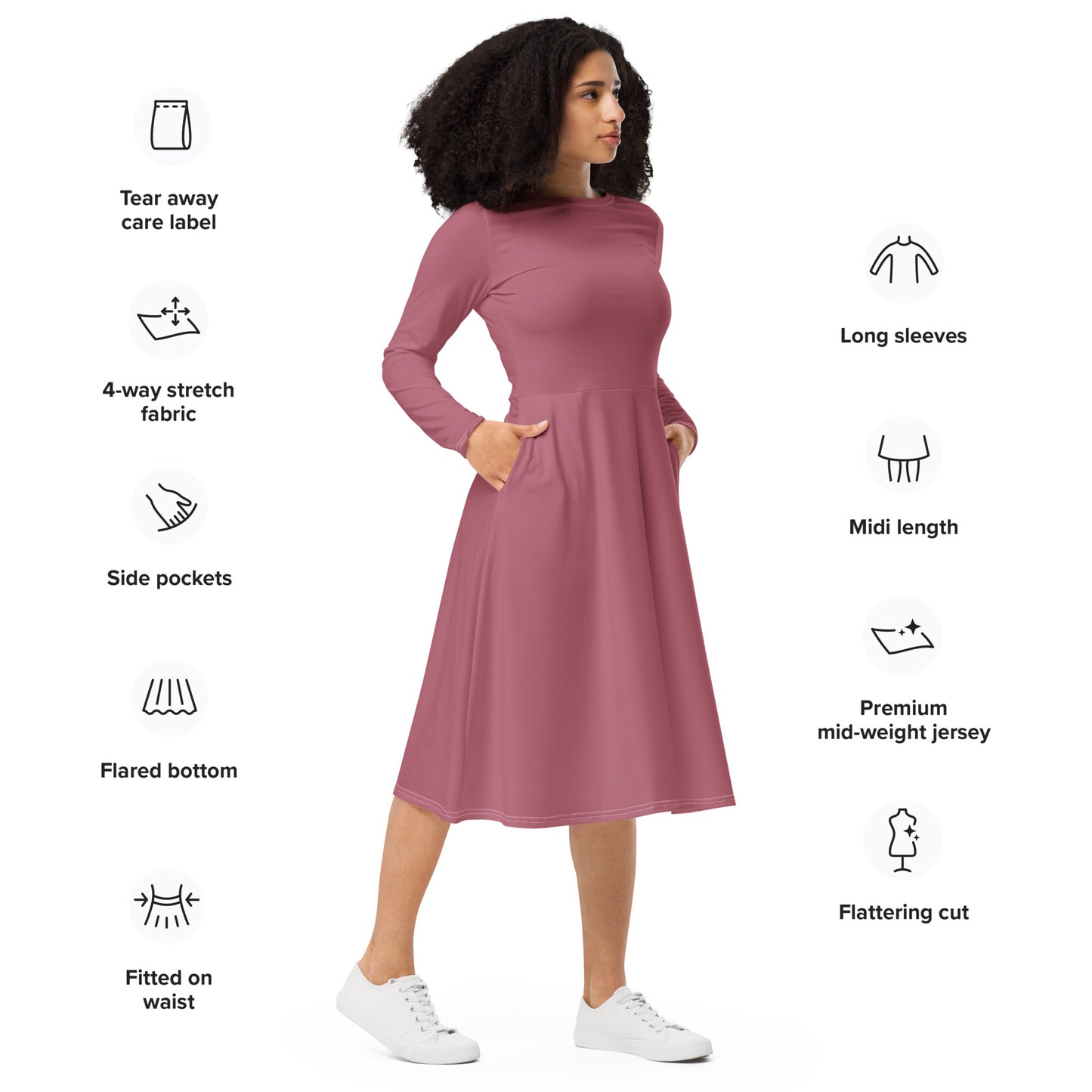 Petal Pink-long-sleeve-midi-dress-right-front