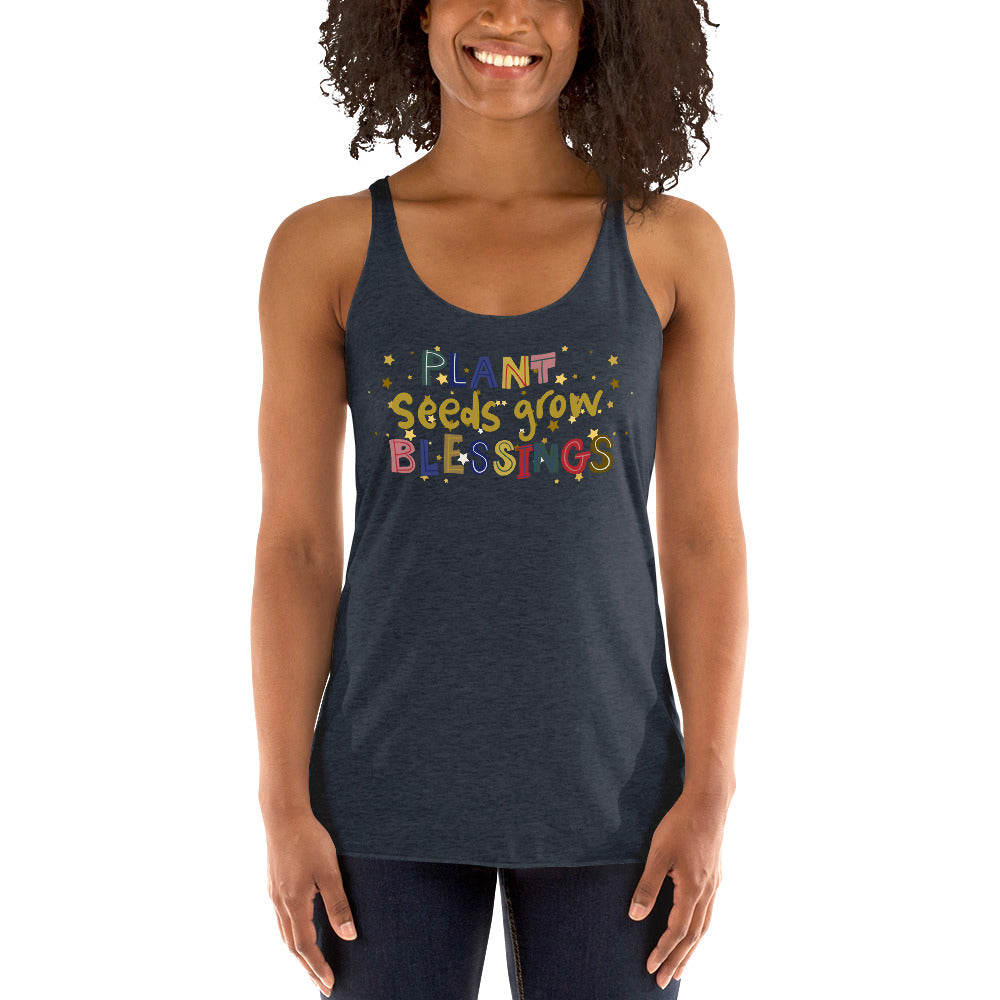 Plant Seeds Grow Blessings Women's Racerback Tank