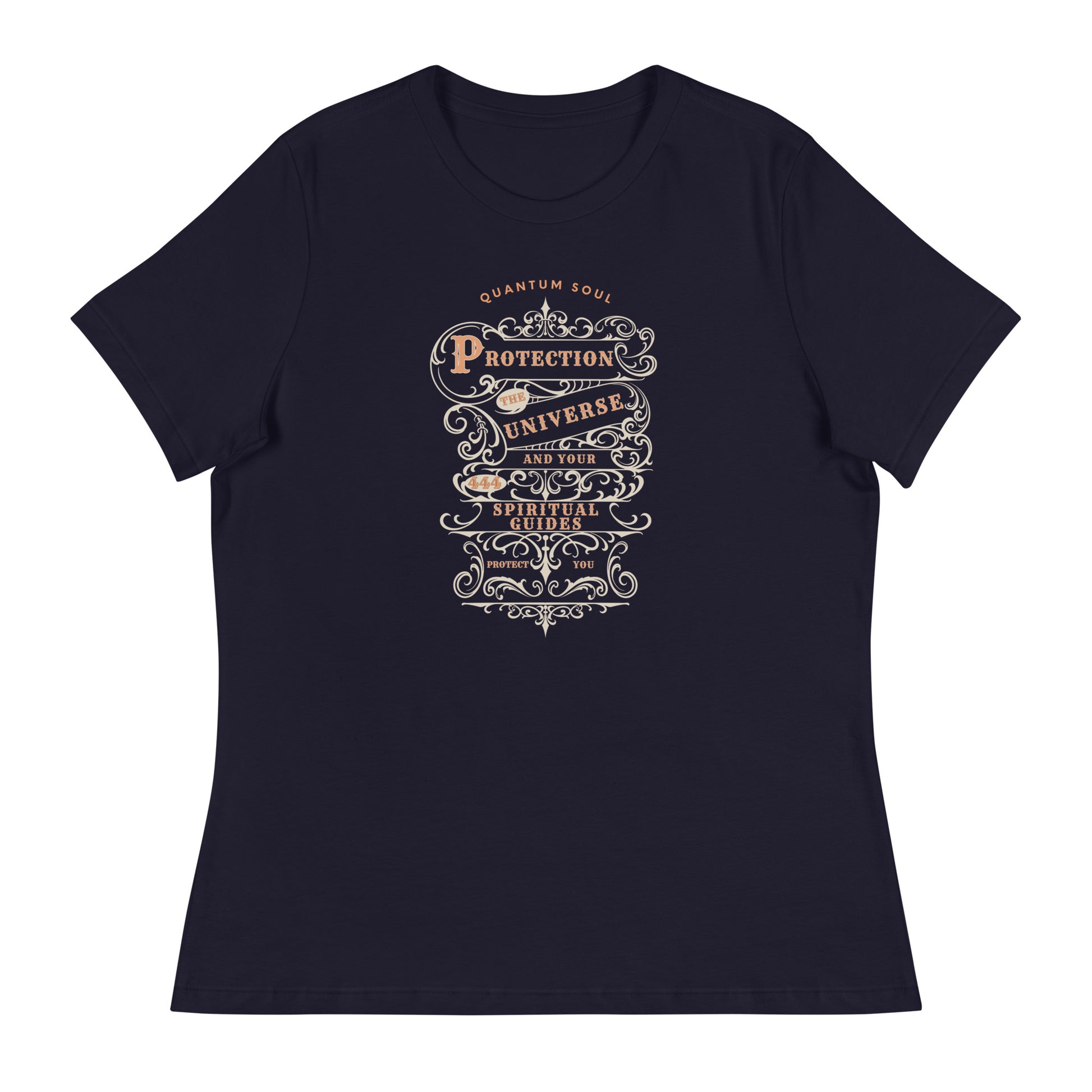 Protection 444 womens-relaxed-t-shirt-navy-front flat