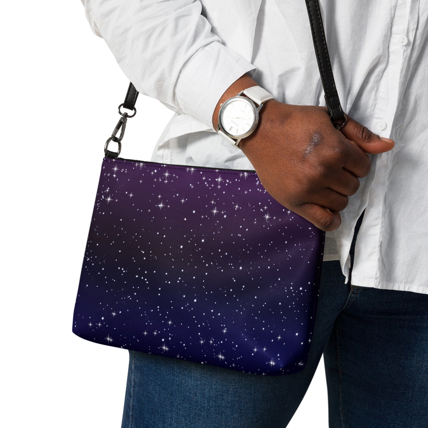 Purple Black Star Galaxy Crossbody Bag