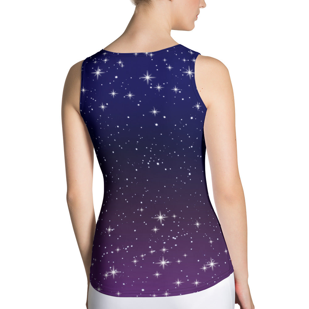 Purple Black Star Galaxy Tank Top