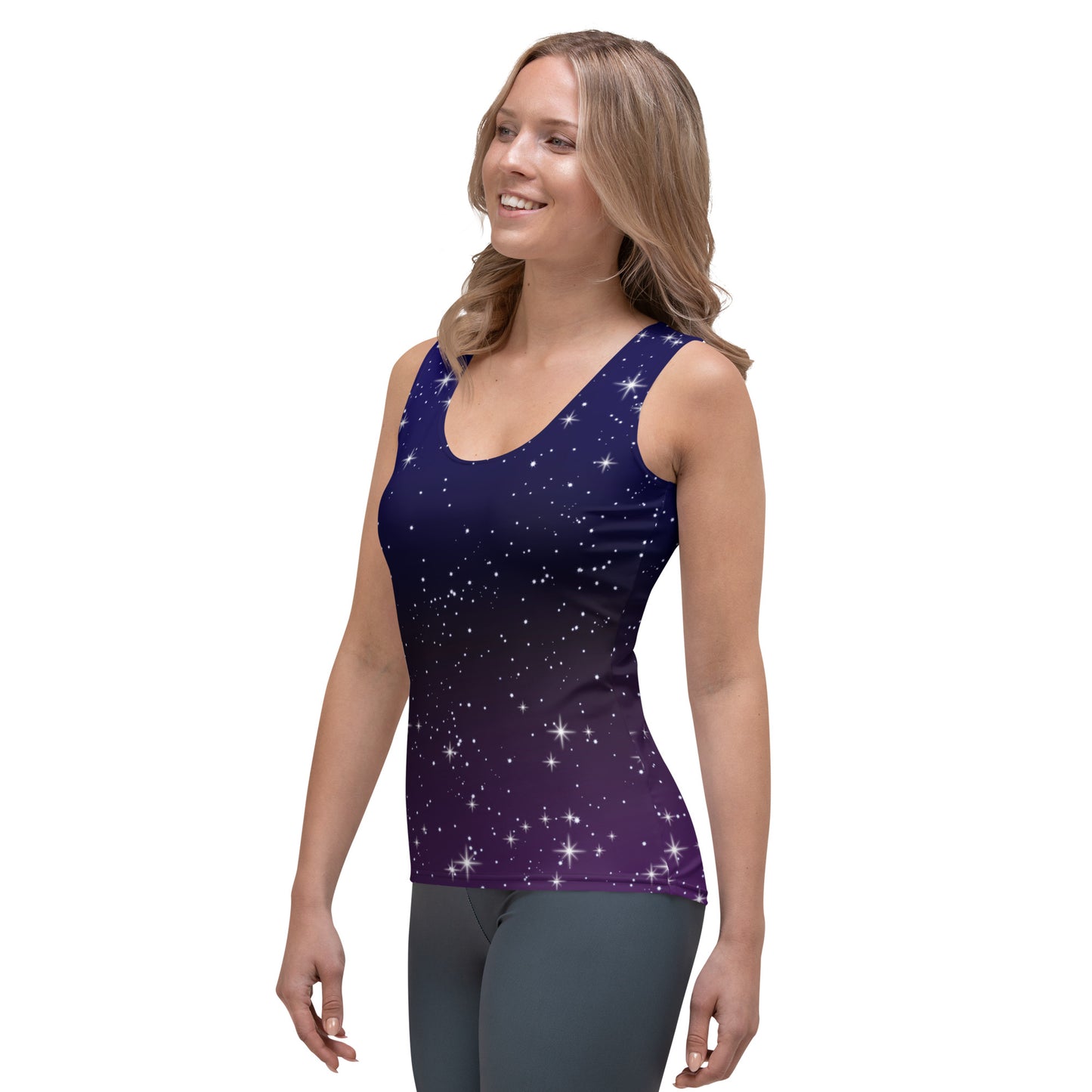 Purple Black Star Galaxy Tank Top