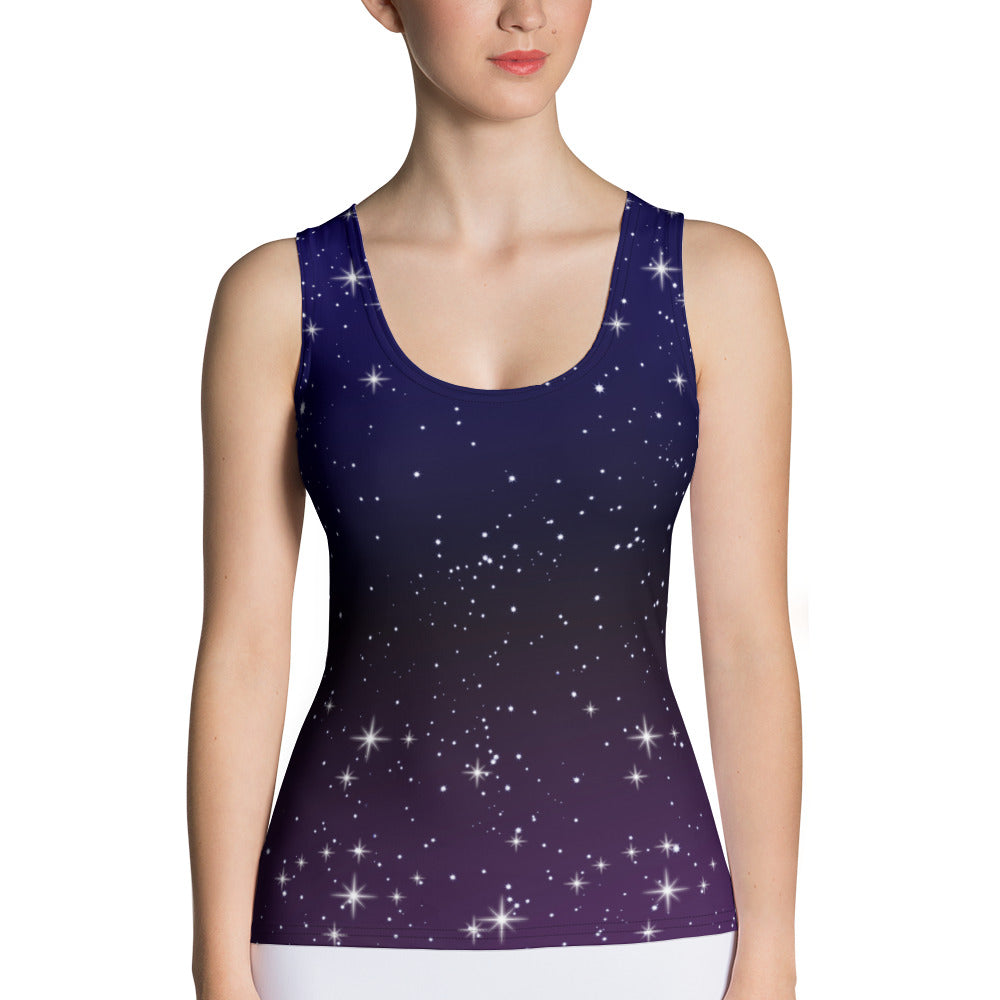 Purple Black Star Galaxy Tank Top