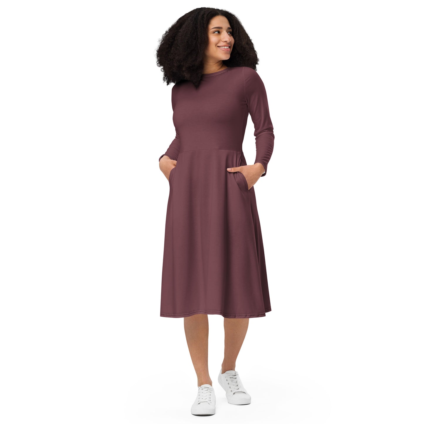 Purple Play-long-sleeve-midi-dress-front