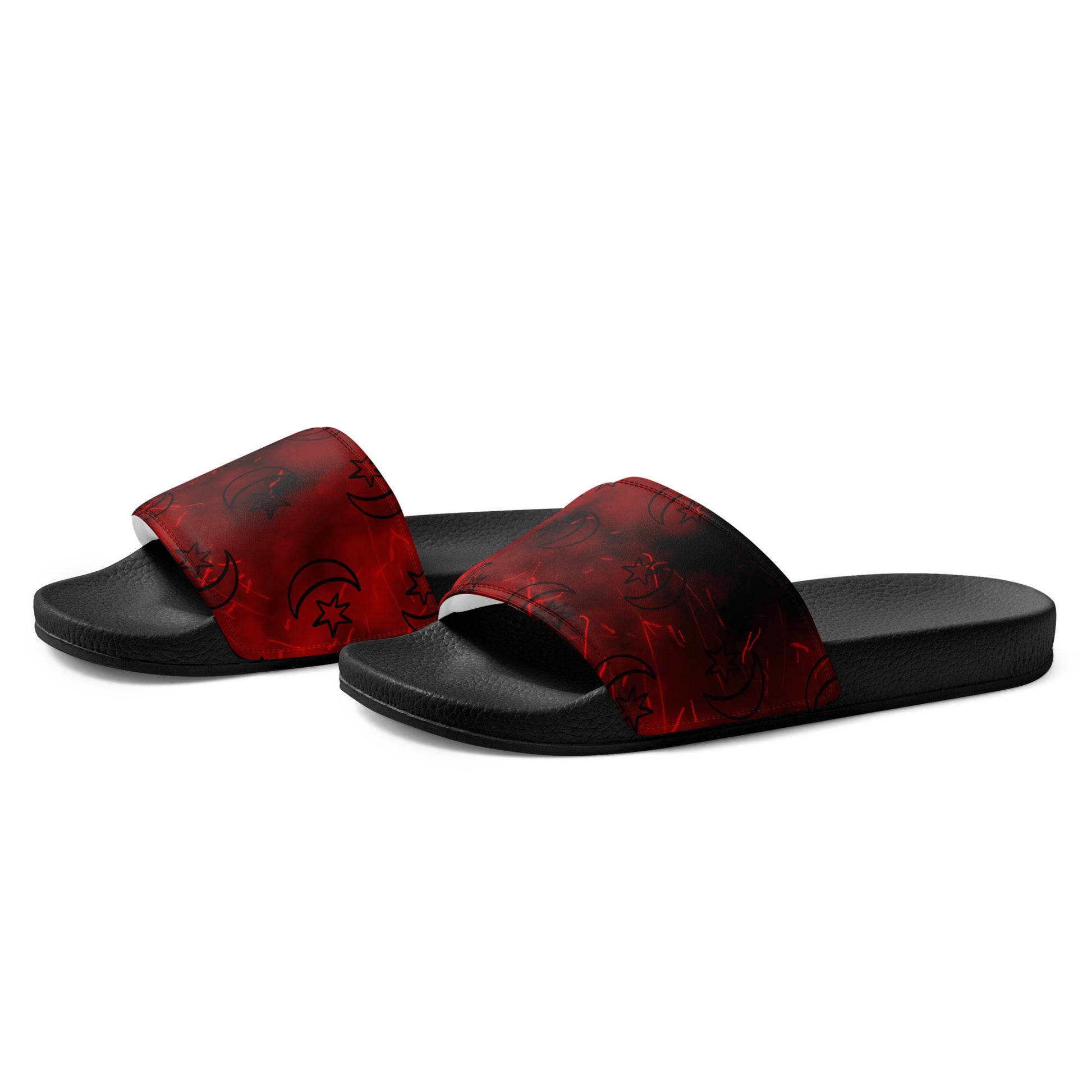 Red Moon Fire womens-slides-sandals black-left-front