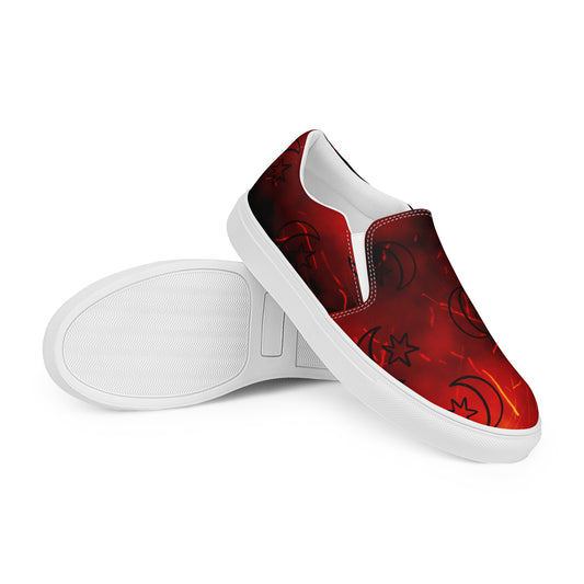 Red Moon Star womens-slip-on-canvas-shoes-red-right-front