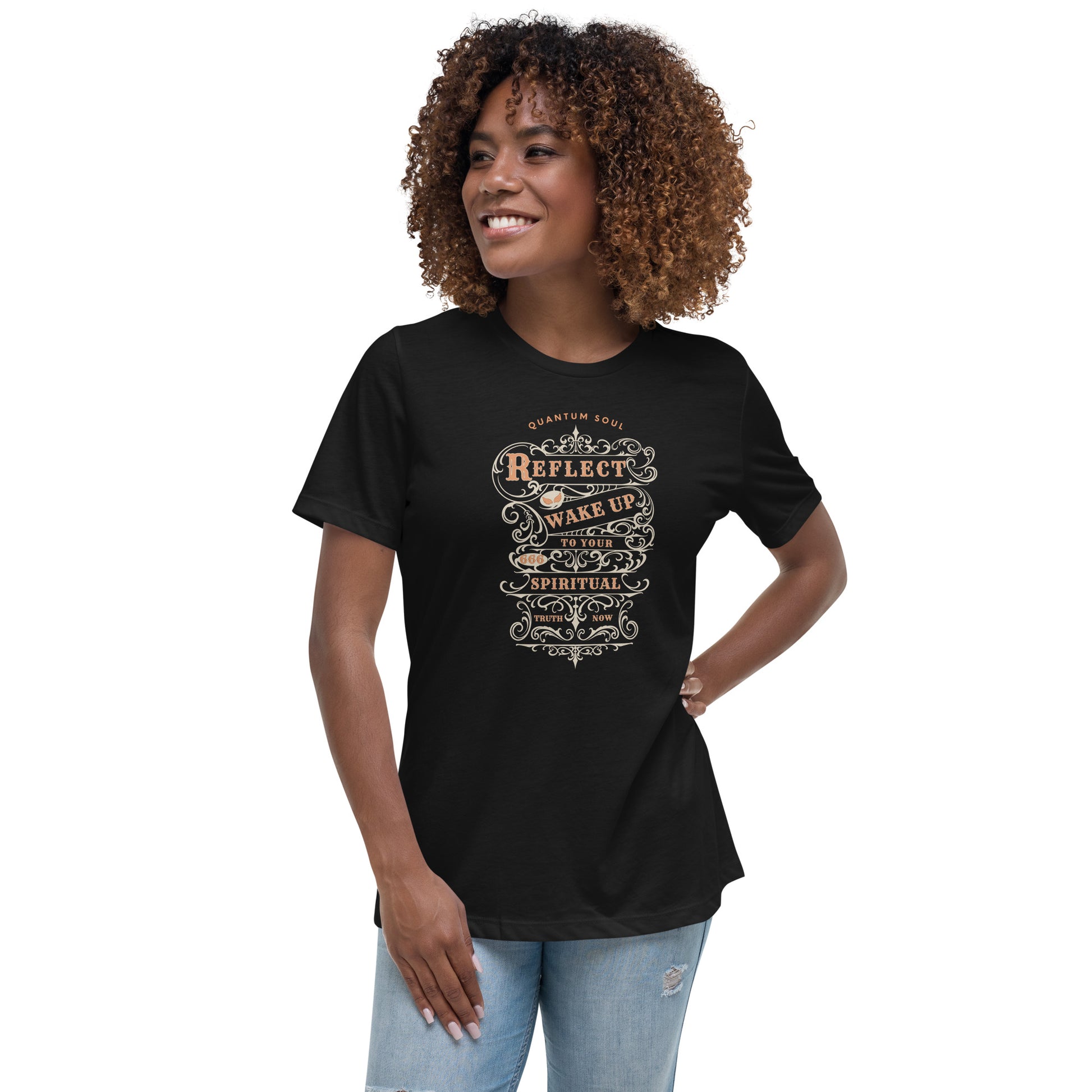 Reflect 666 womens-relaxed-t-shirt-black-front