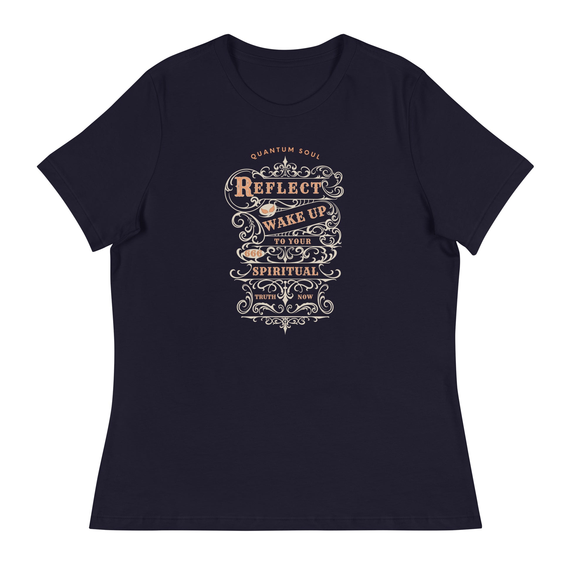 Reflect 666 womens-relaxed-t-shirt-navy-front flat