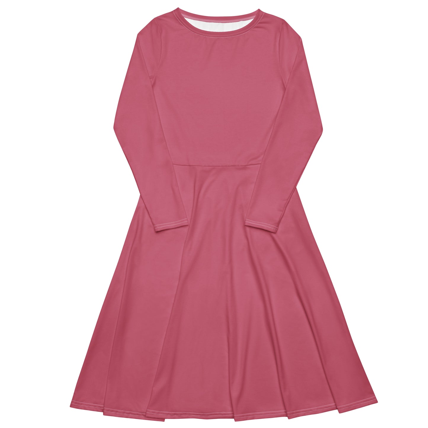 Romantic Pink-long-sleeve-midi-dress-front-flat