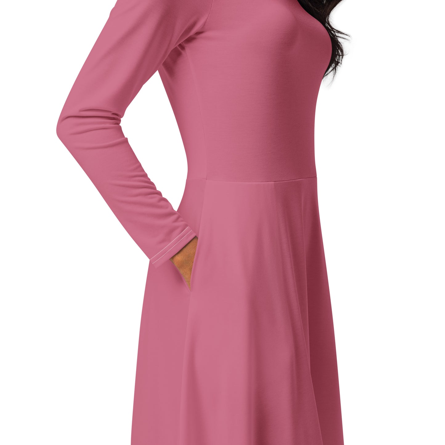 Romantic Pink-long-sleeve-midi-dress-product-details-3