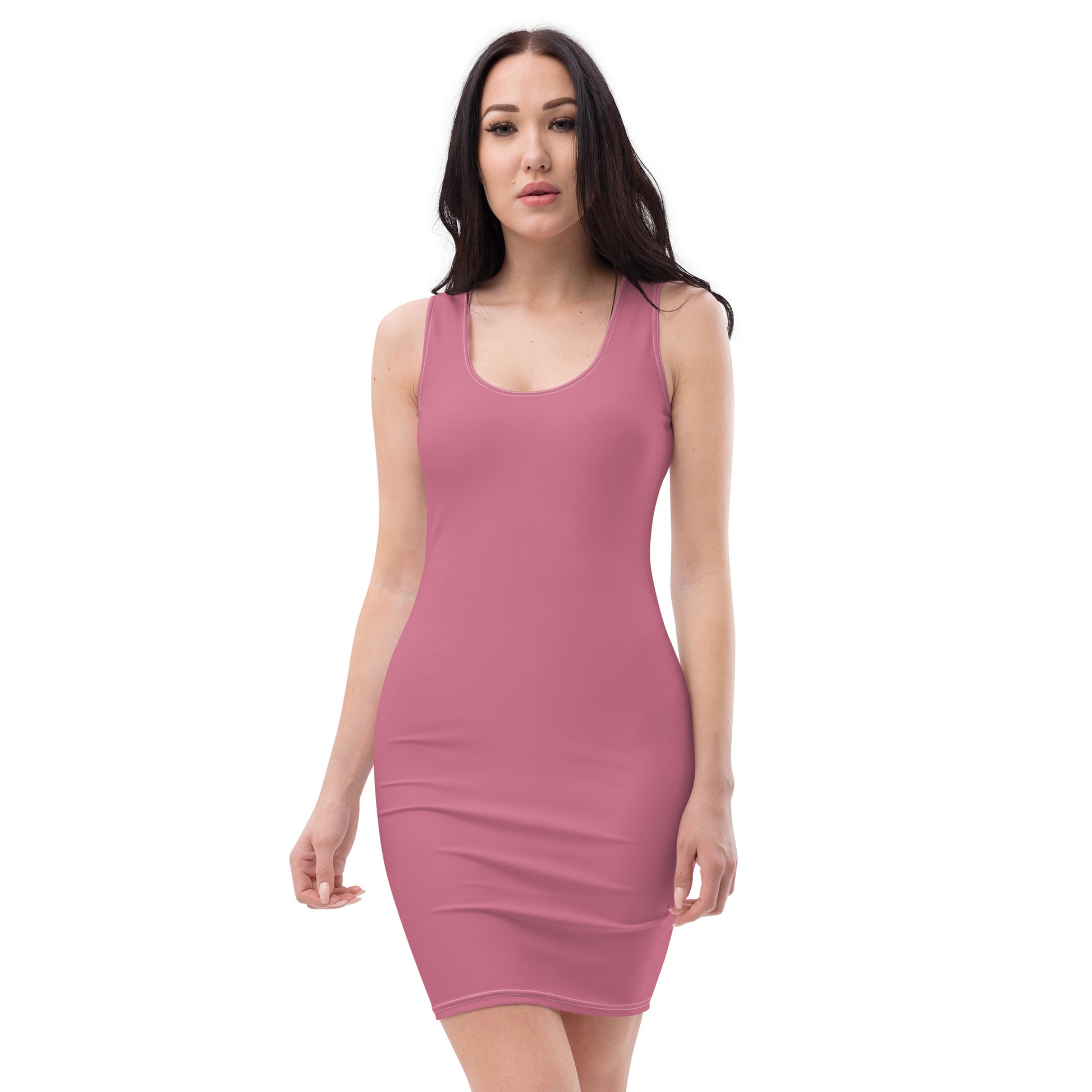 Romantic Pink Fitted Dress-front