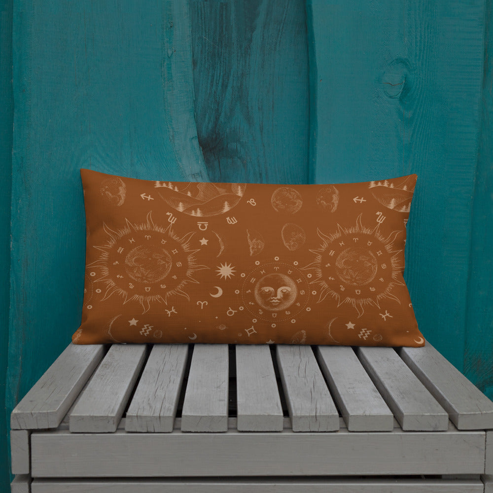 Saddle Brown Moon Galaxy Premium Pillow