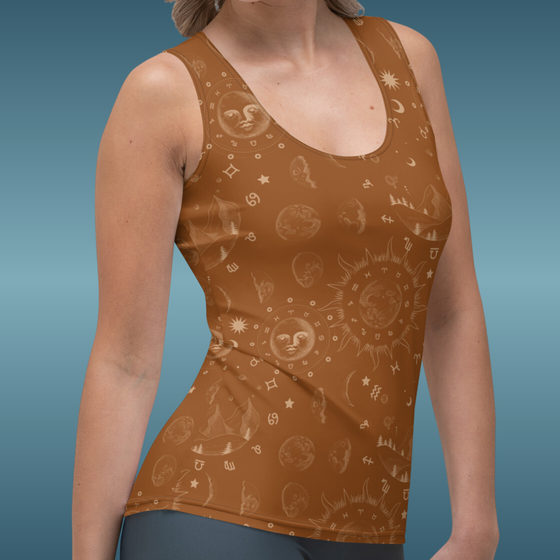 Saddle Brown Moon Galaxy Tank Top