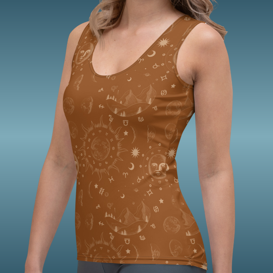 Saddle Brown Moon Galaxy Tank Top