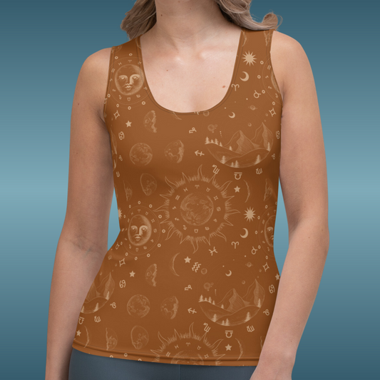 Saddle Brown Moon Galaxy Tank Top