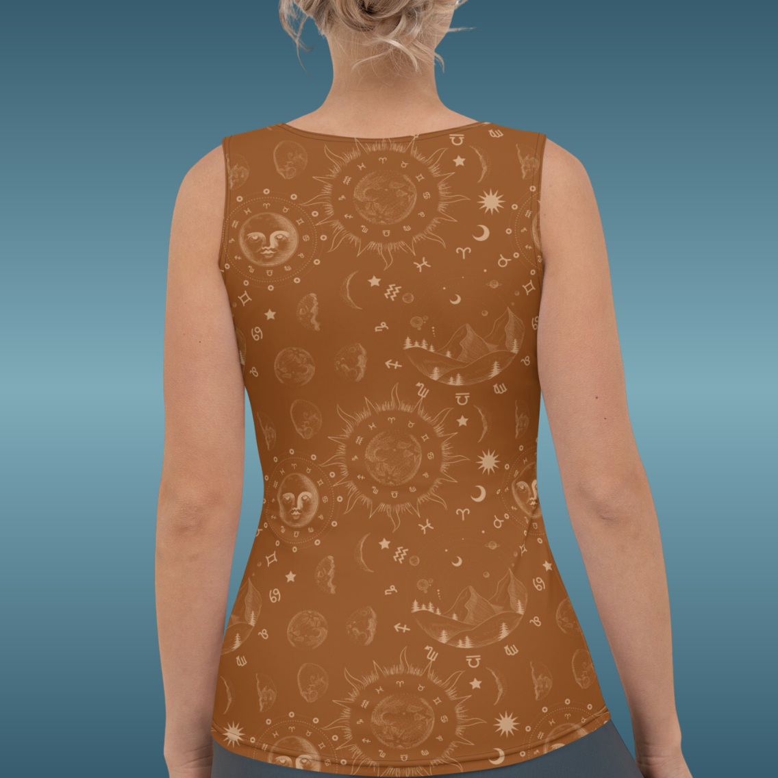 Saddle Brown Moon Galaxy Tank Top