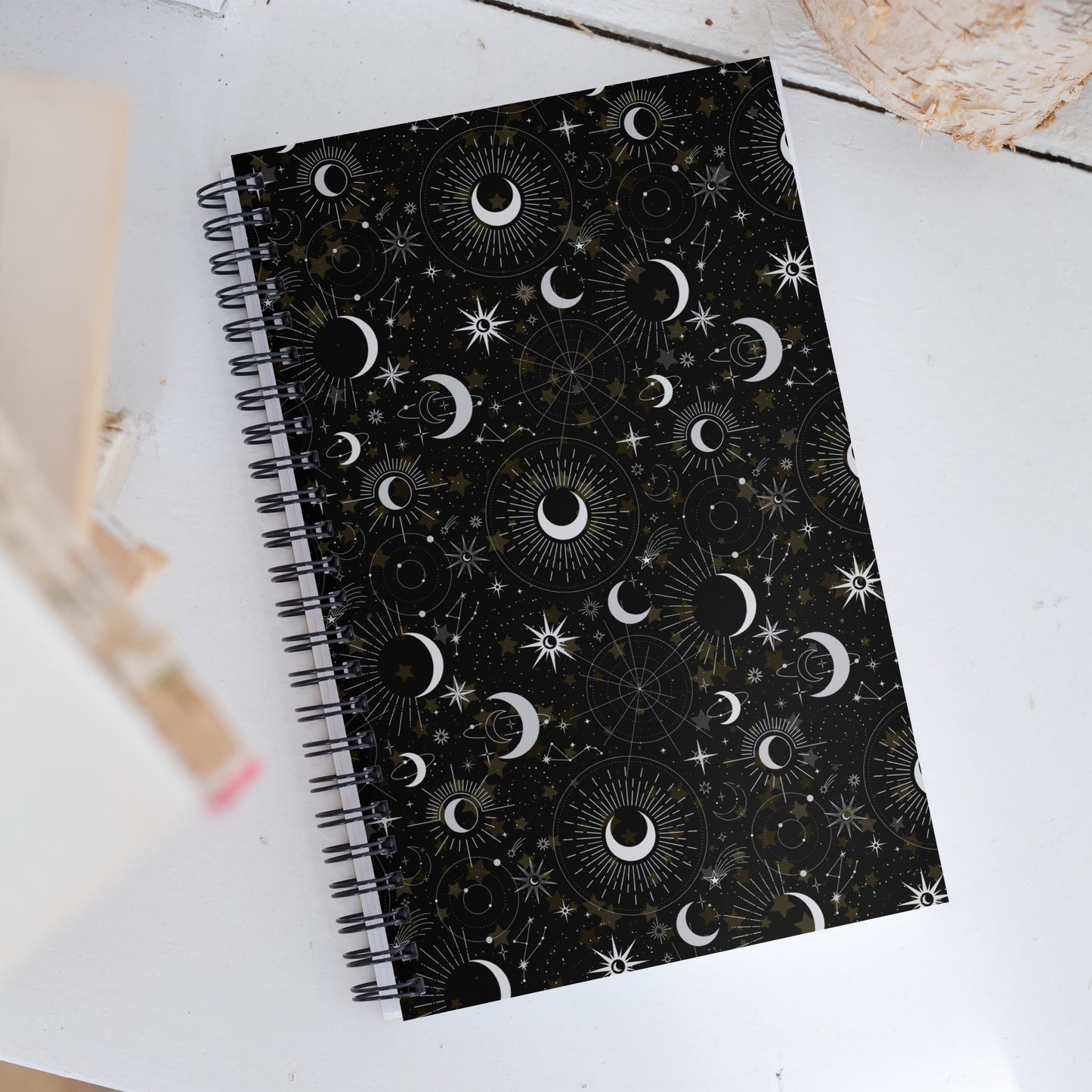 Silver Black Moon Soft Touch Notebook