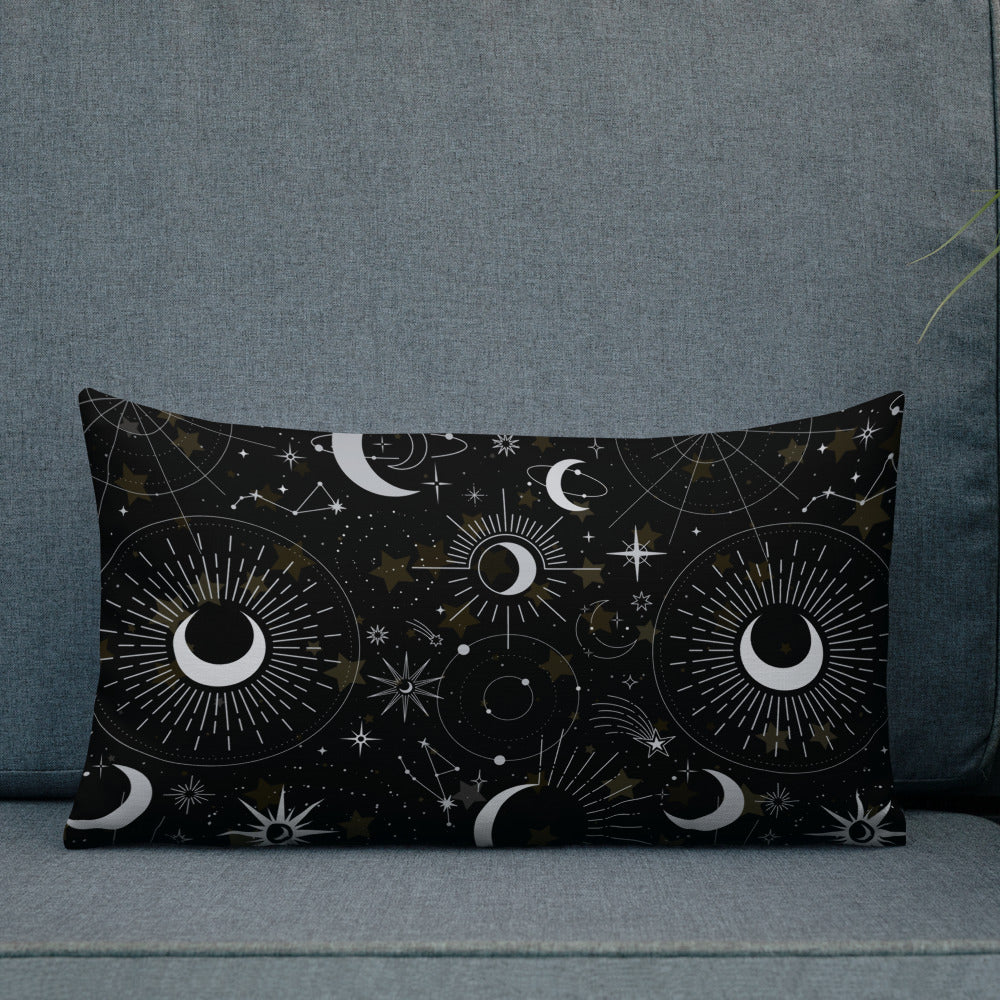 Silver Black Moon Premium Pillow