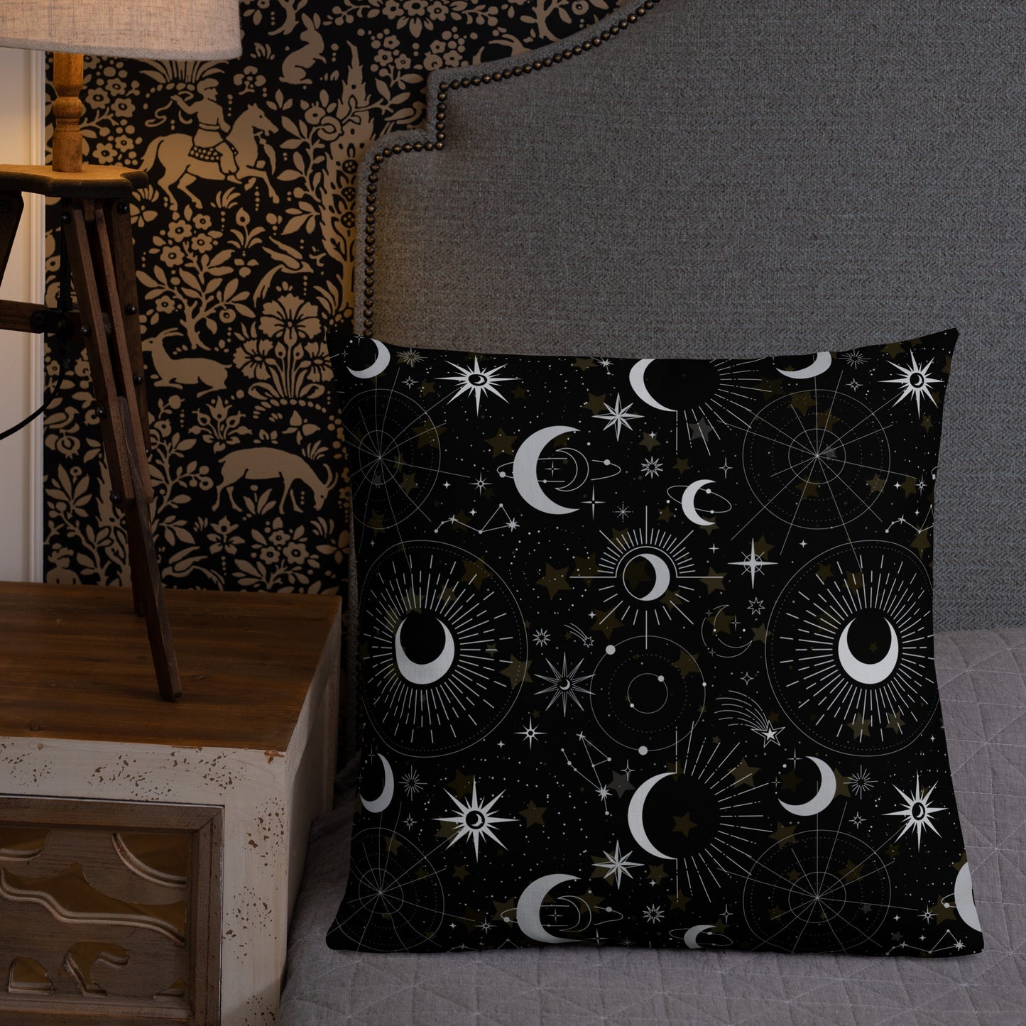 Silver Black Moon Premium Pillow