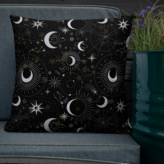 Silver Black Moon Premium Pillow