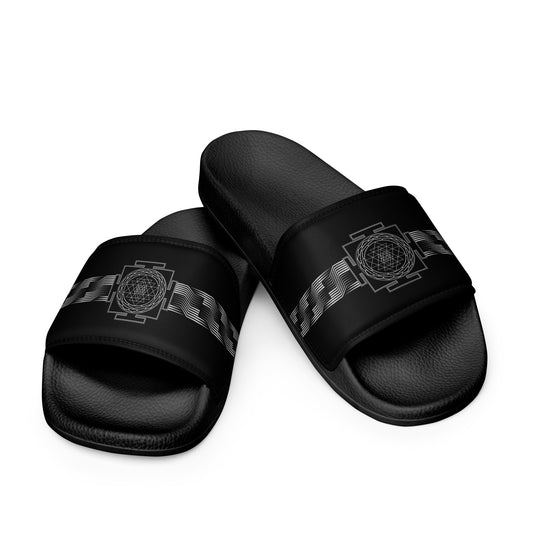 Sacred Geometry Divine Mother womens-slides-sandals black-front 3