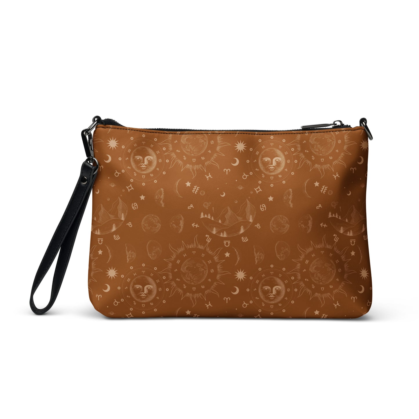 Saddle Brown Moon Galaxy Crossbody Bag