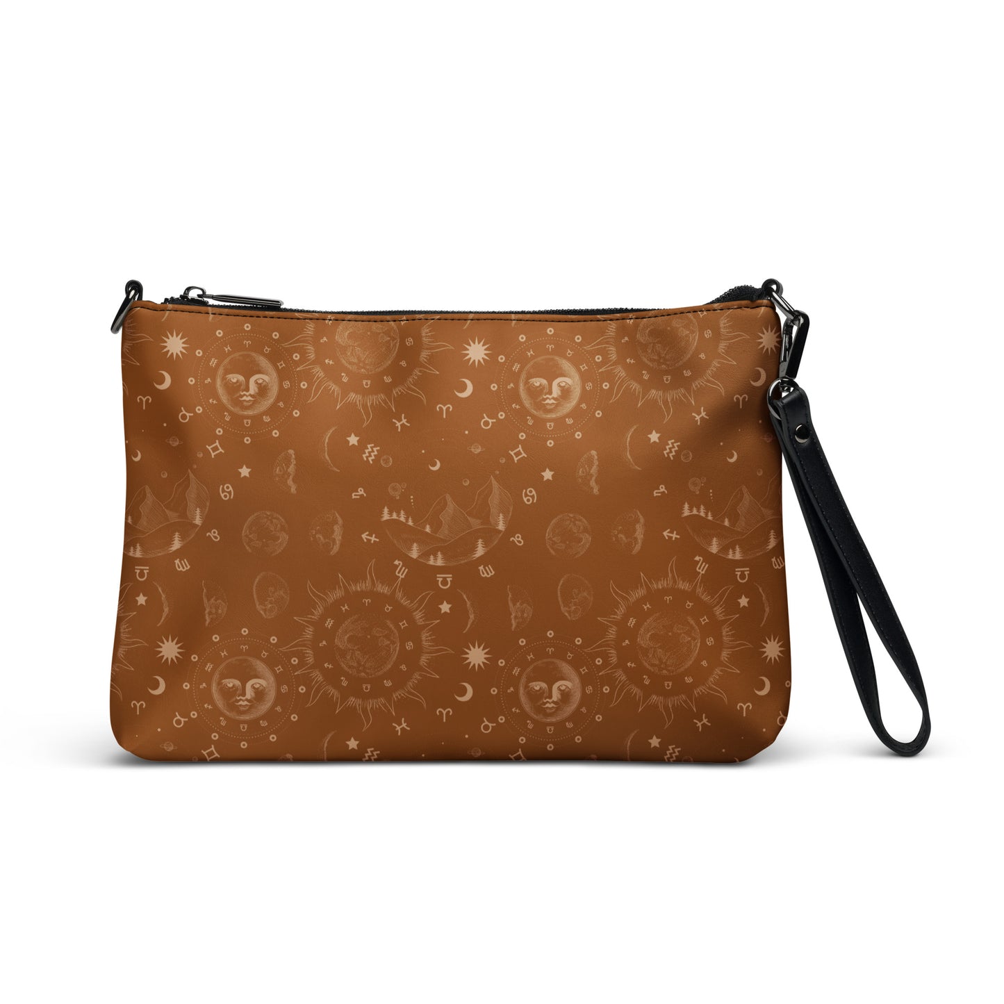 Saddle Brown Moon Galaxy Crossbody Bag