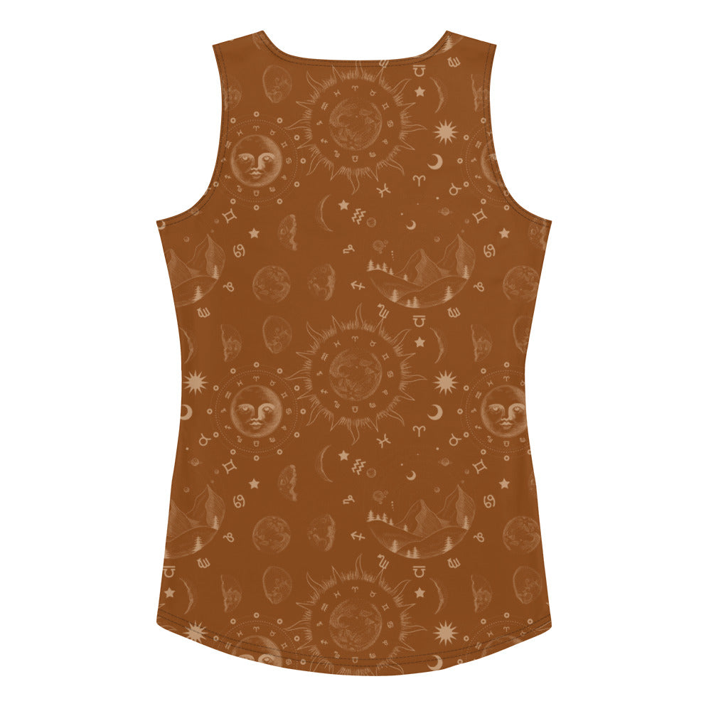 Saddle Brown Moon Galaxy Tank Top