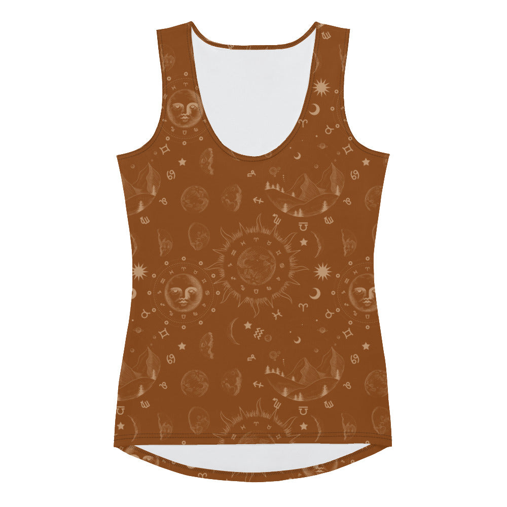 Saddle Brown Moon Galaxy Tank Top